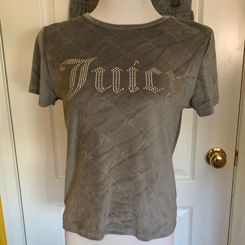 Juicy Couture Embellished Gray Short Sleeve Tee